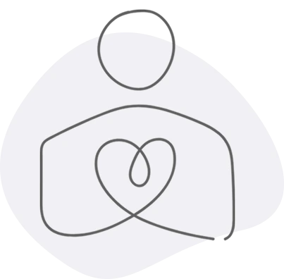 Illustration of a human figure with big heart representing Family By choice Community