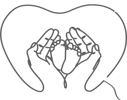 illustration of hand holding baby feet